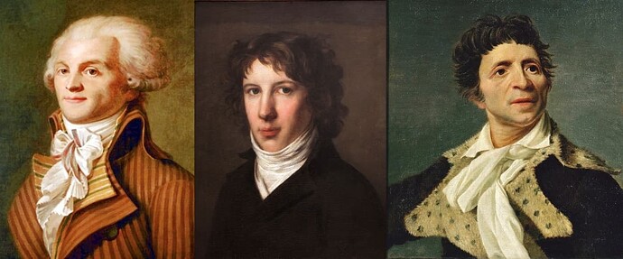 Leaders of the Jacobins: Robespierre, Saint-Just, and Marat