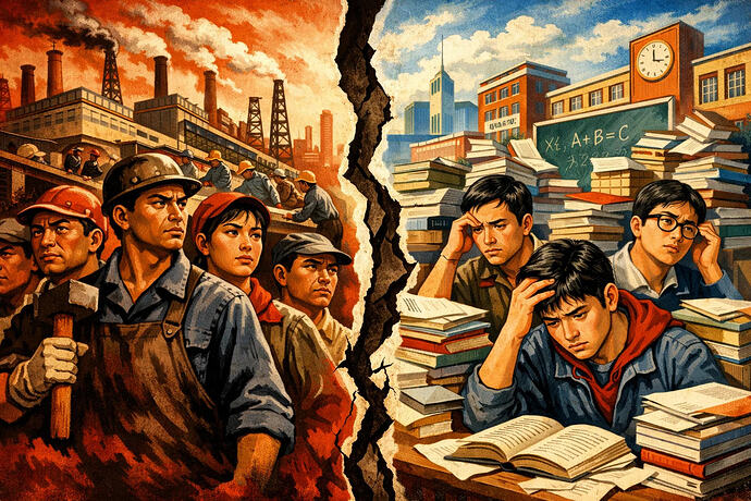 Workers and students are separated