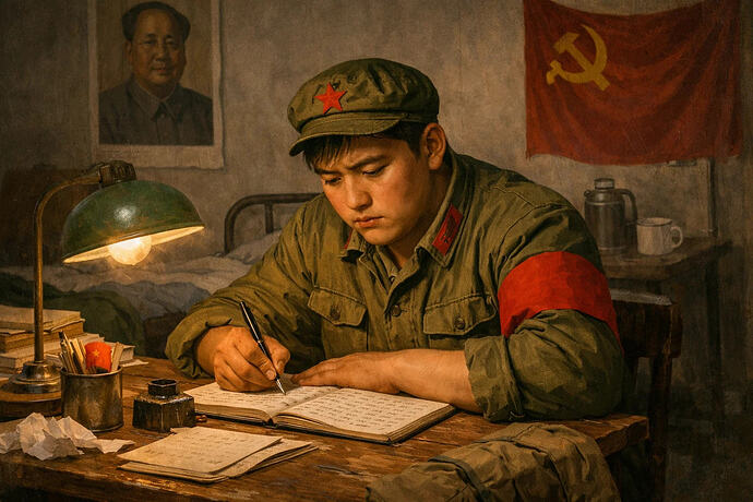 Revolutionary Youngster Writing Diary