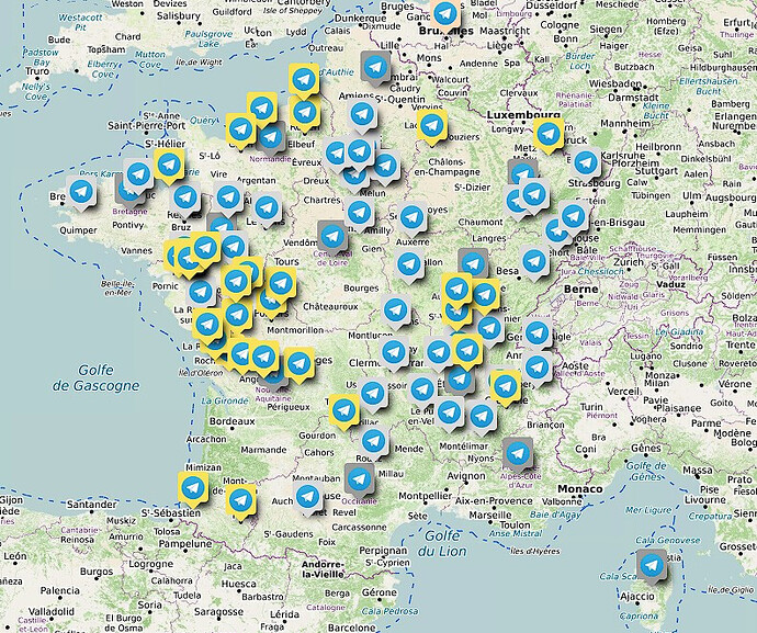 Latest mobilization plan map provided by "Indignons-Nous" website