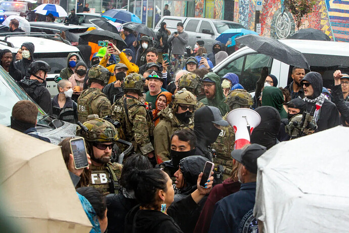 On June 3, Minneapolis, hundreds confronted ICE, FBI, and other federal, state, and local law enforcement during an ICE raid. Photo: Nicole Neri, Minnesota Reformer