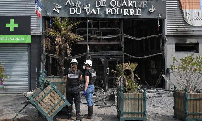On Wednesday, June 28, the town hall of Mantes-la-Jolie in the Val-Fourré district was burned down. Source: Alain Jocard/AFP/Getty Images